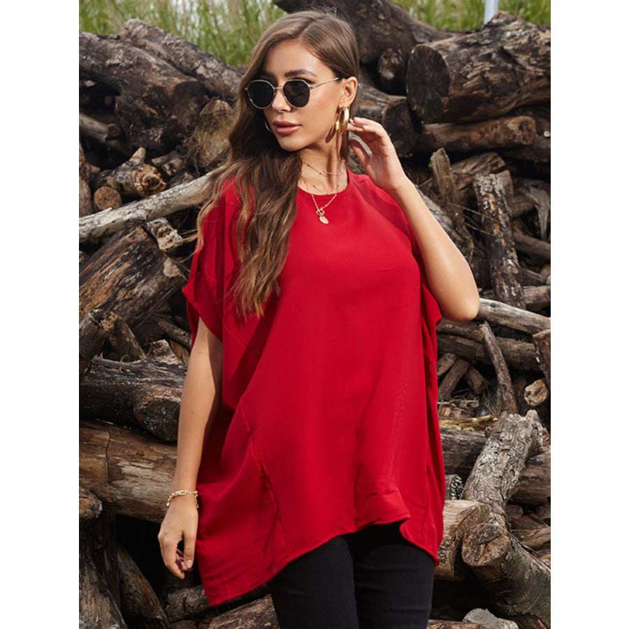 Perfee Round Neck Short Sleeve T-Shirt Apparel and Accessories