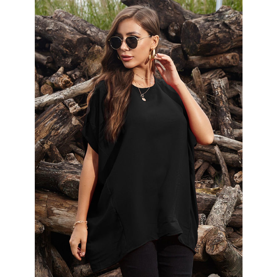 Perfee Round Neck Short Sleeve T-Shirt Apparel and Accessories