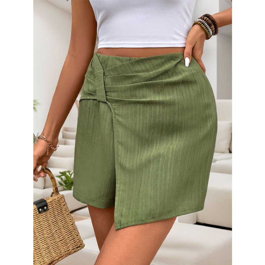 Perfee Ruched High Rise Shorts with Back Zipper Apparel and Accessories