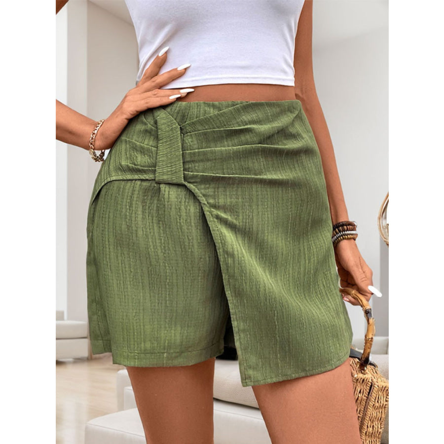 Perfee Ruched High Rise Shorts with Back Zipper Apparel and Accessories