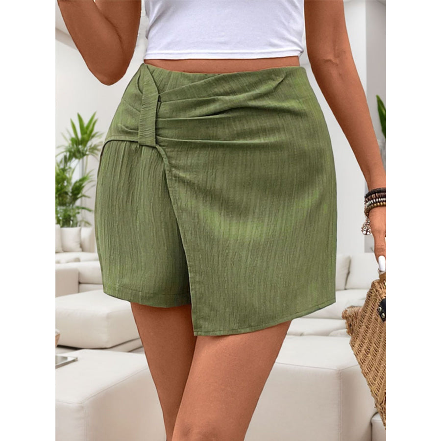 Perfee Ruched High Rise Shorts with Back Zipper Apparel and Accessories