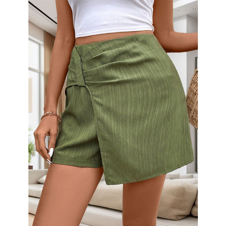 Perfee Ruched High Rise Shorts with Back Zipper Matcha Green / S Apparel and Accessories