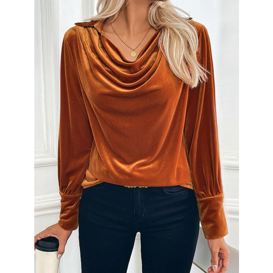 Perfee Ruched Long Sleeve Blouse Apparel and Accessories