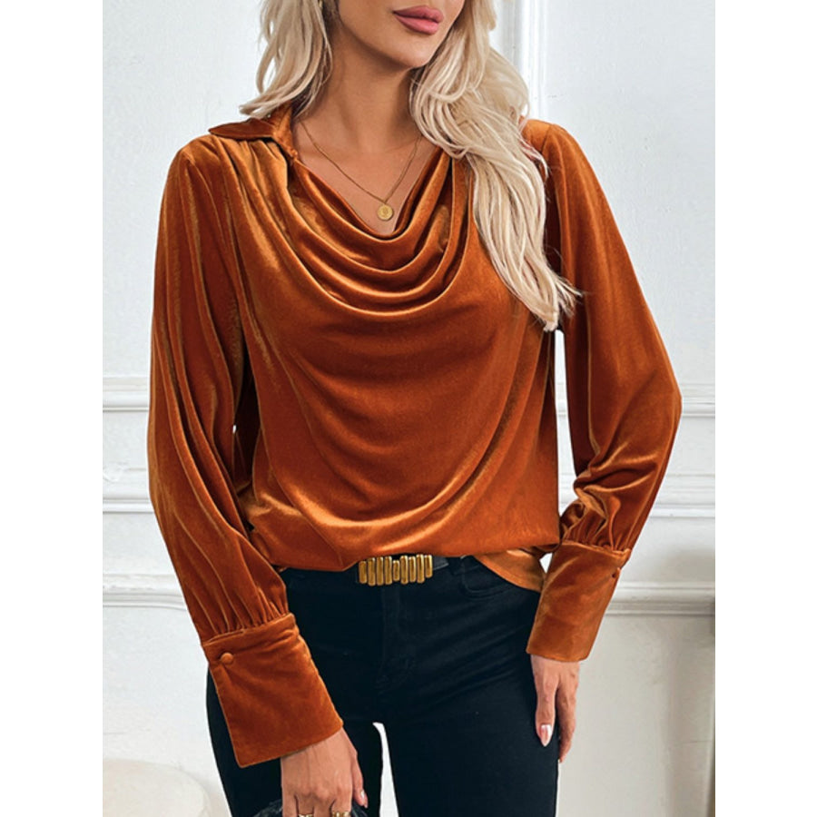 Perfee Ruched Long Sleeve Blouse Apparel and Accessories