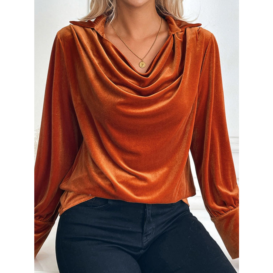 Perfee Ruched Long Sleeve Blouse Apparel and Accessories