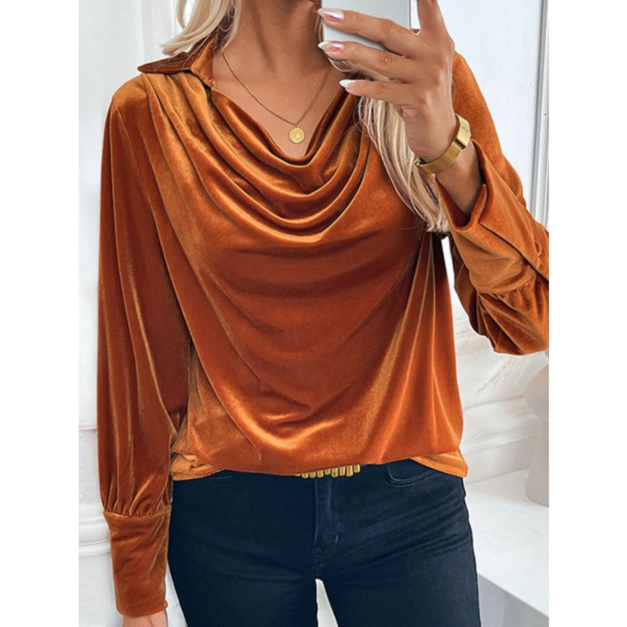 Perfee Ruched Long Sleeve Blouse Apparel and Accessories