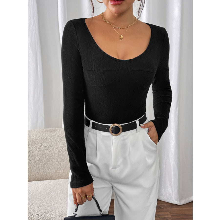 Perfee Scoop Neck Long Sleeve Bodysuit Apparel and Accessories