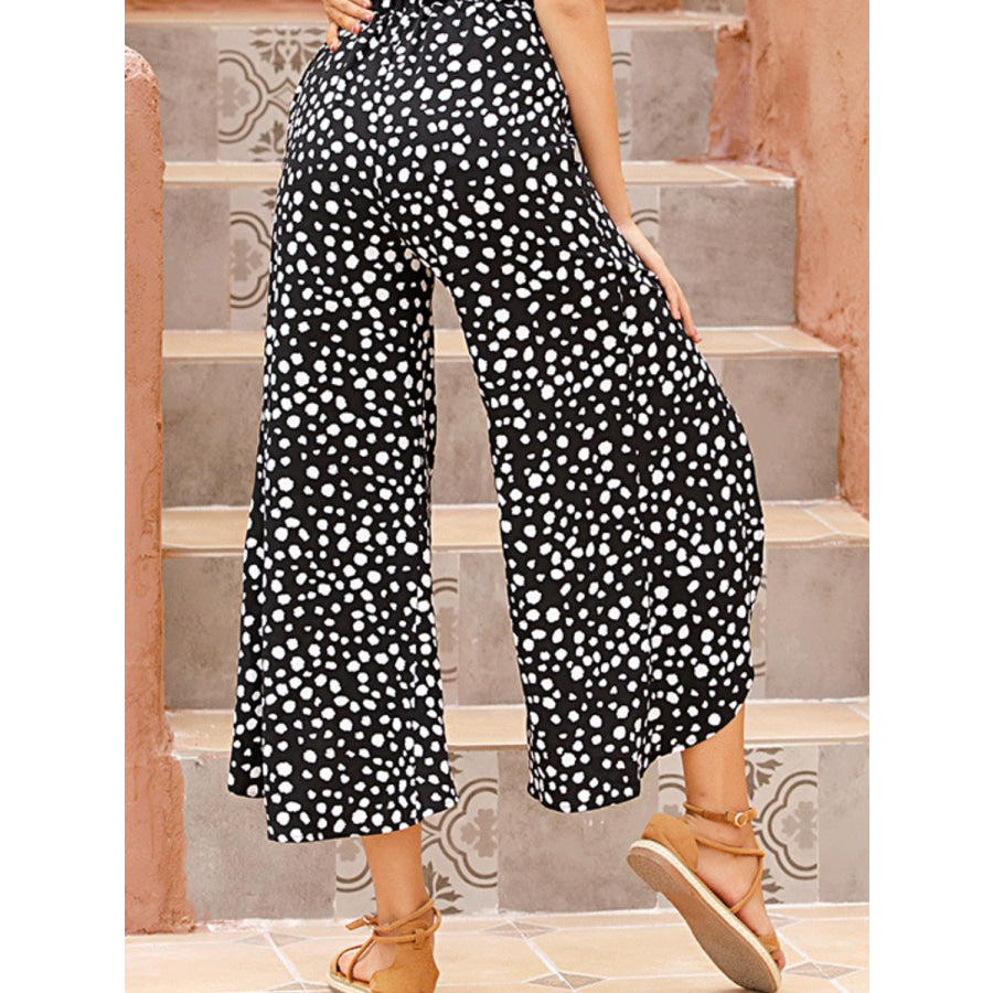 Perfee Slit Polka Dot Wide Leg Pants Apparel and Accessories