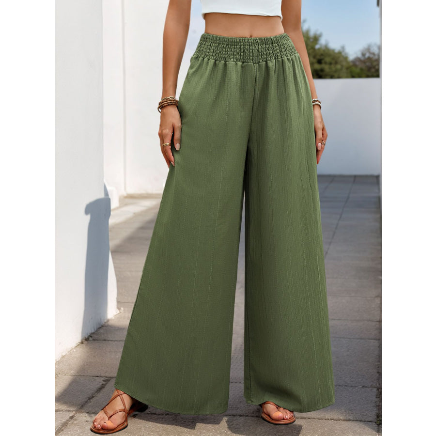 Perfee Smocked Wide Leg Pants Apparel and Accessories