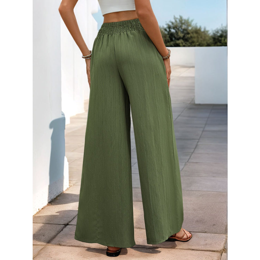 Perfee Smocked Wide Leg Pants Apparel and Accessories