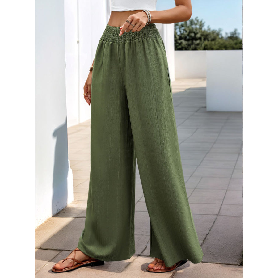 Perfee Smocked Wide Leg Pants Apparel and Accessories