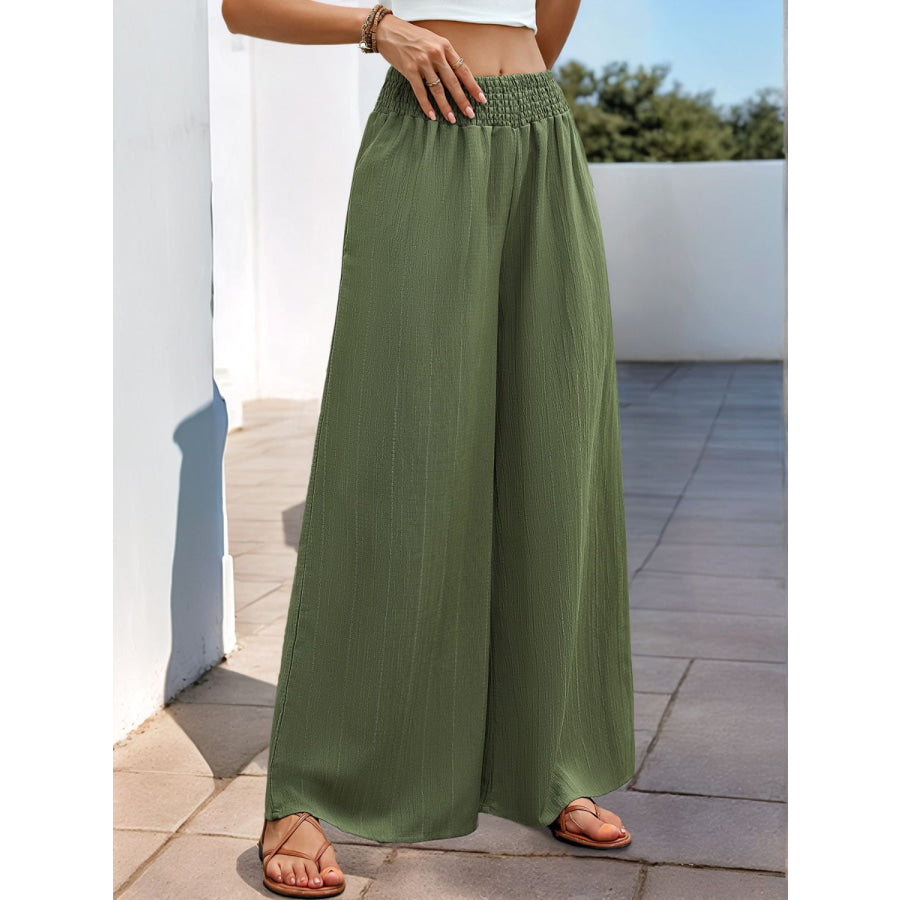 Perfee Smocked Wide Leg Pants Apparel and Accessories