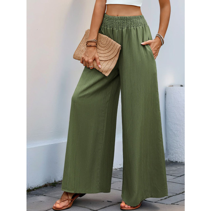 Perfee Smocked Wide Leg Pants Apparel and Accessories