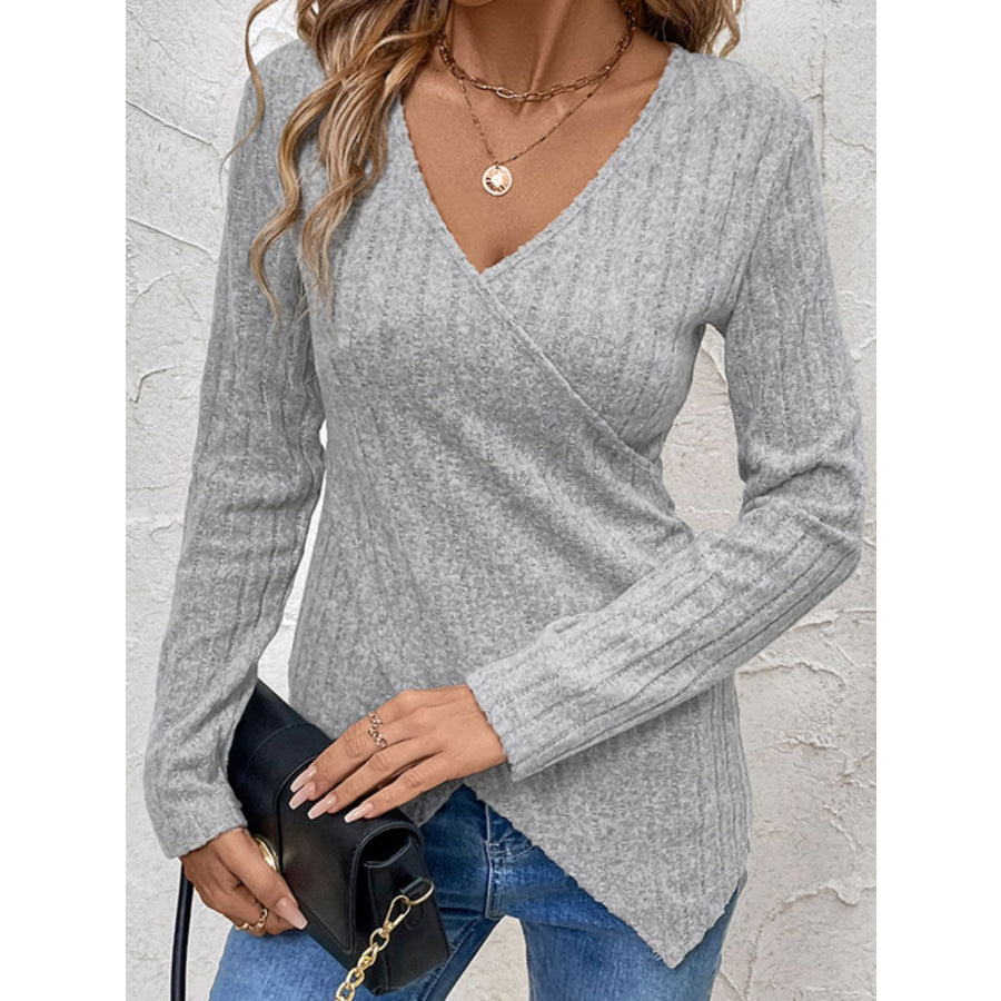 Perfee Surplice Long Sleeve T-Shirt Apparel and Accessories