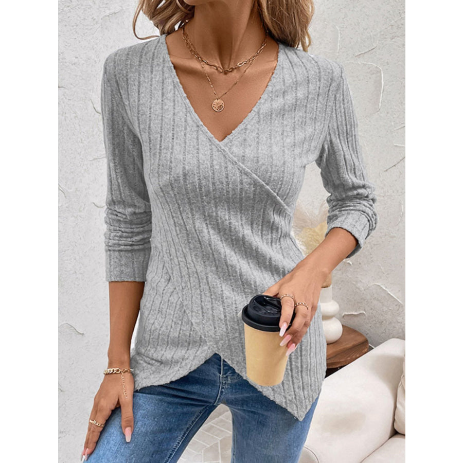 Perfee Surplice Long Sleeve T-Shirt Apparel and Accessories