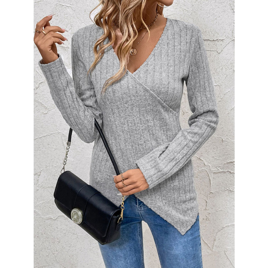 Perfee Surplice Long Sleeve T-Shirt Apparel and Accessories