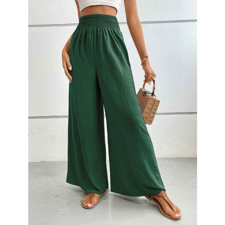 Perfee Wide Leg Pants with Pockets Dark Green / S Apparel and Accessories