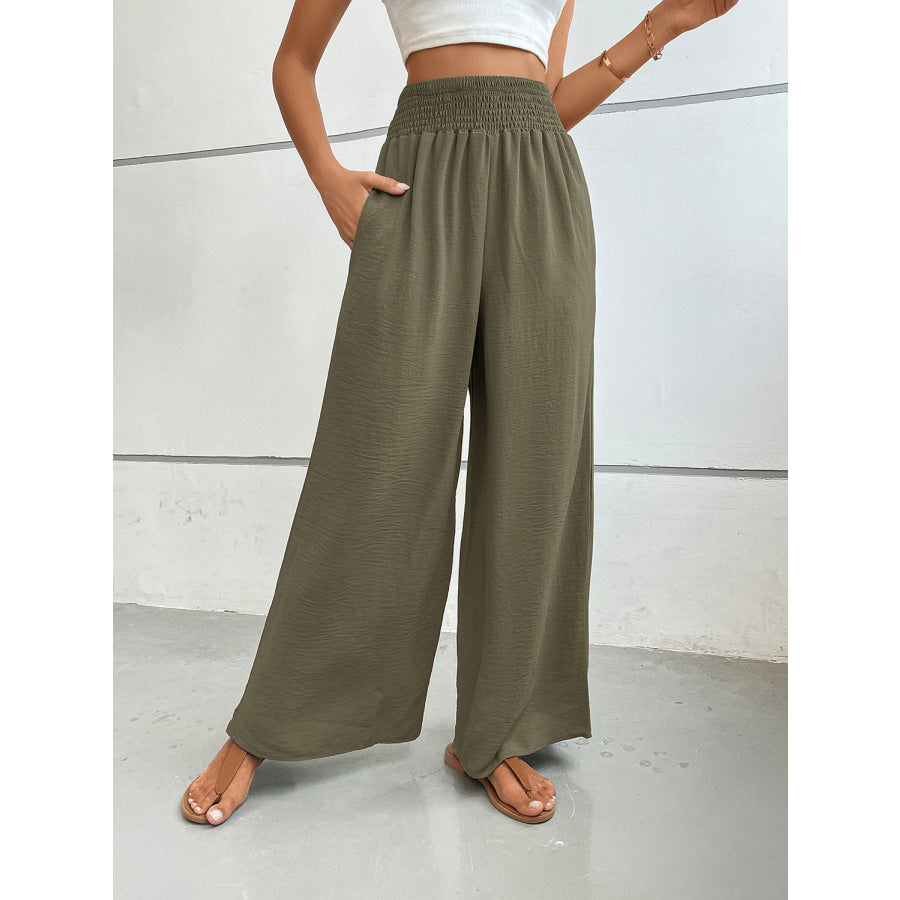 Perfee Wide Leg Pants with Pockets Moss / S Apparel and Accessories