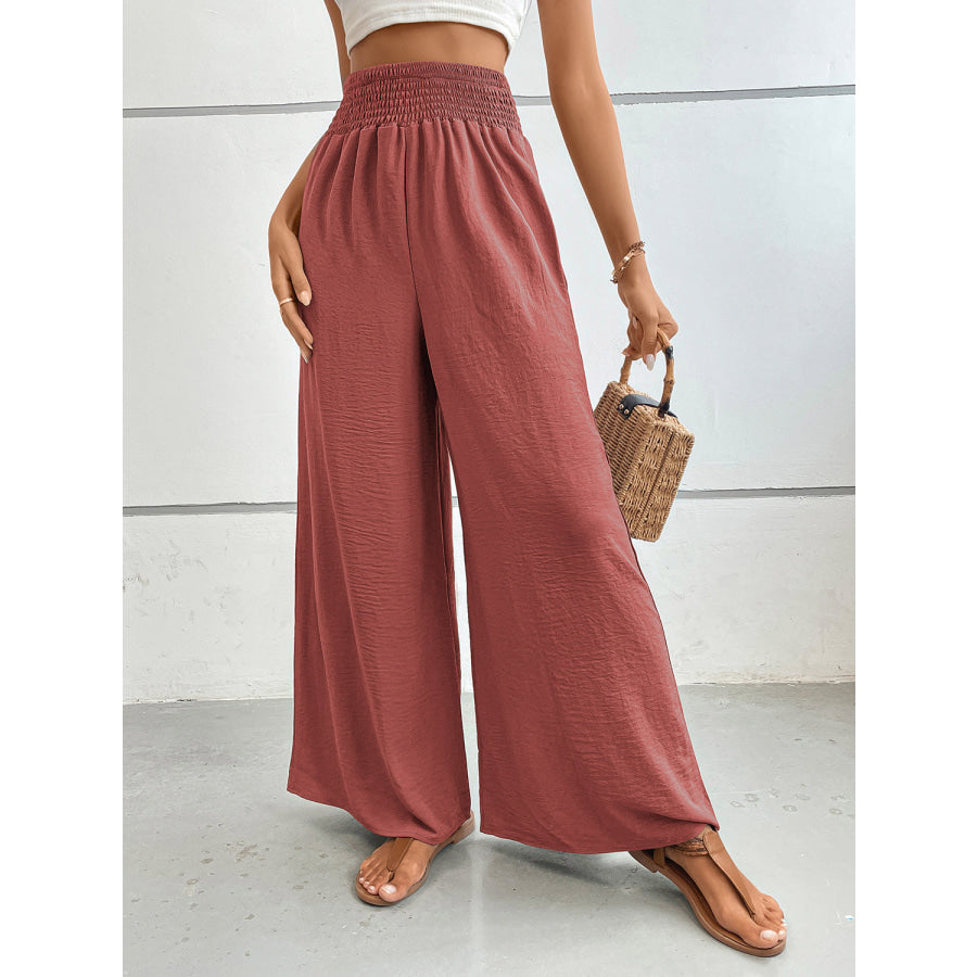 Perfee Wide Leg Pants with Pockets Rust / S Apparel and Accessories