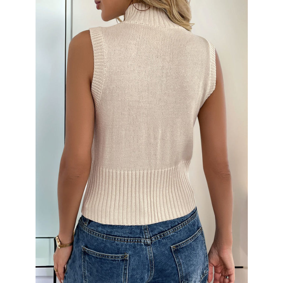 Perfee Zip Up Mock Neck Sweater Vest Apparel and Accessories