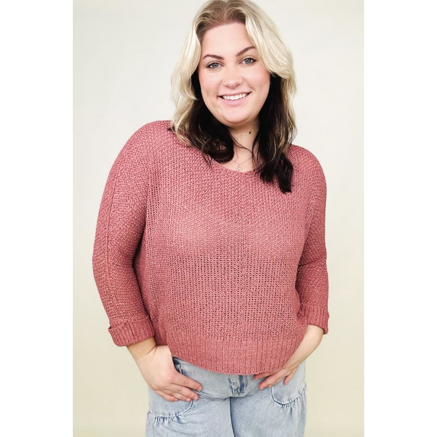 Petal Dew Round Neck Light Knit Sweater Blush / S Sweaters