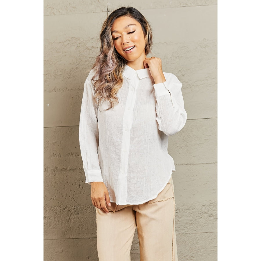 Petal Dew Take Me Out Lightweight Button Down Top