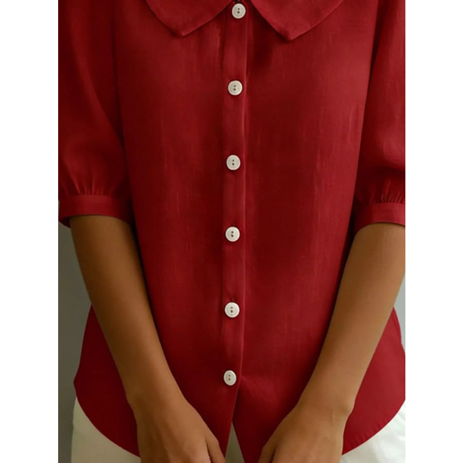Peter Pan Collar Puff Sleeve Shirt Apparel and Accessories