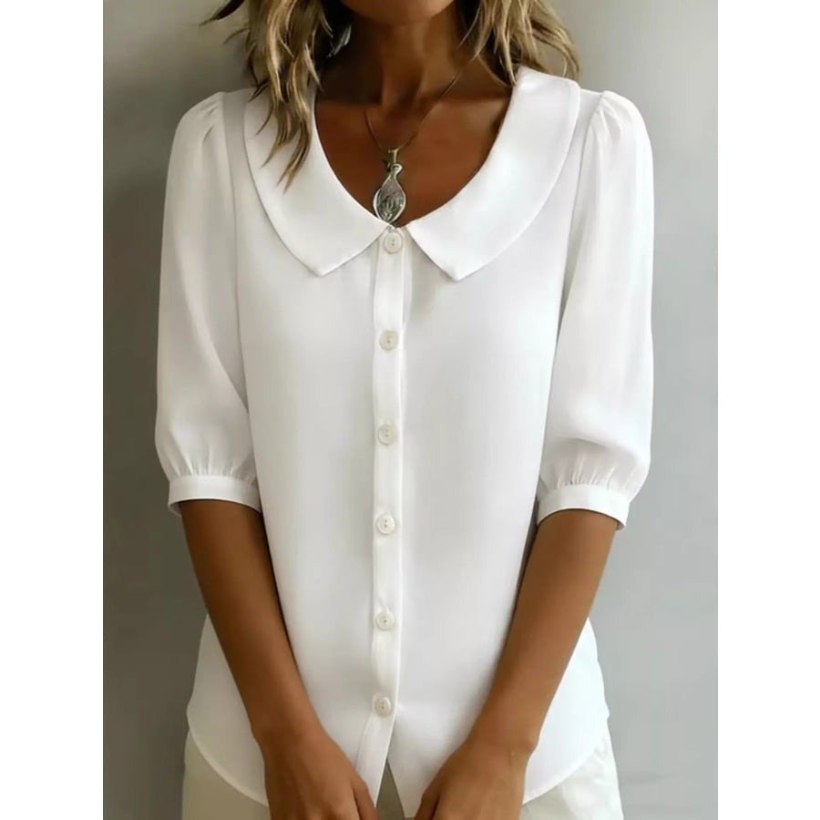 Peter Pan Collar Puff Sleeve Shirt Apparel and Accessories