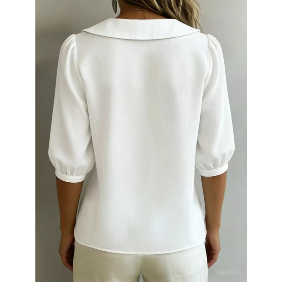 Peter Pan Collar Puff Sleeve Shirt Apparel and Accessories