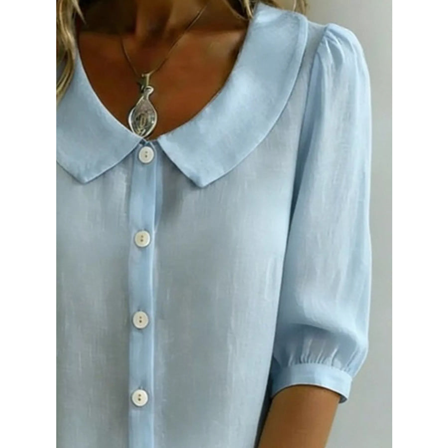 Peter Pan Collar Puff Sleeve Shirt Apparel and Accessories