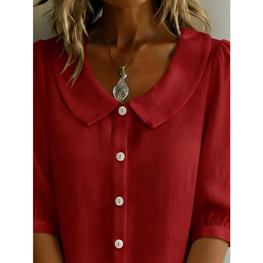 Peter Pan Collar Puff Sleeve Shirt Apparel and Accessories