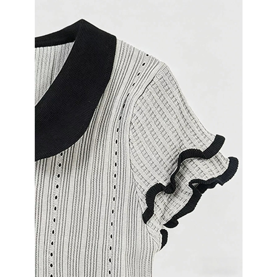 Peter Pan Collar Short Sleeve T-Shirt Apparel and Accessories