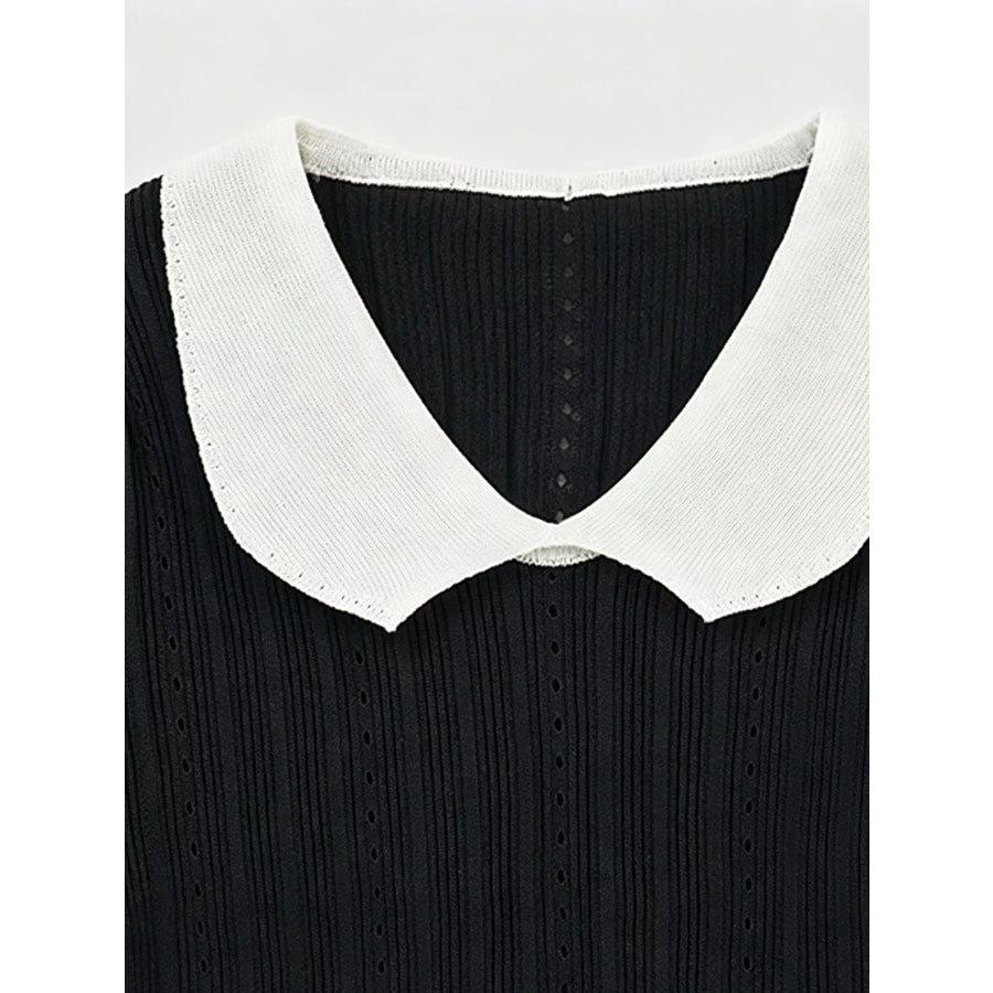 Peter Pan Collar Short Sleeve T-Shirt Apparel and Accessories