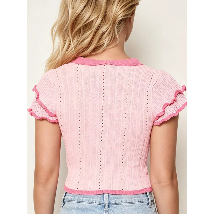 Peter Pan Collar Short Sleeve T-Shirt Apparel and Accessories