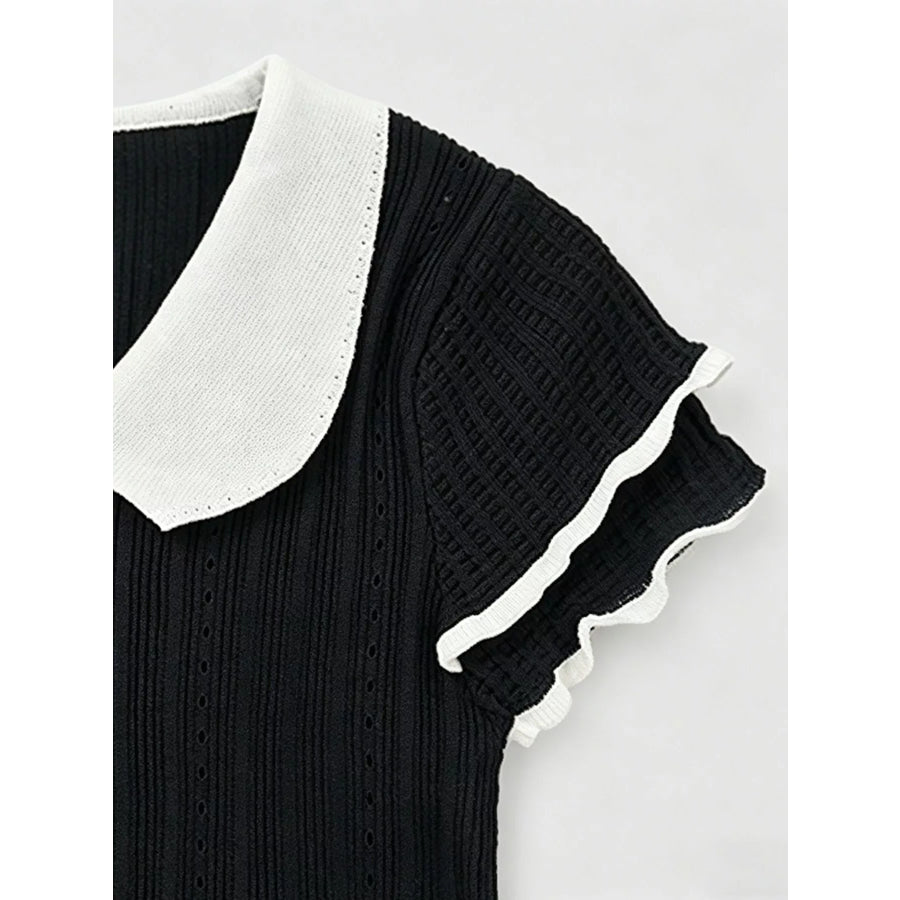Peter Pan Collar Short Sleeve T-Shirt Apparel and Accessories