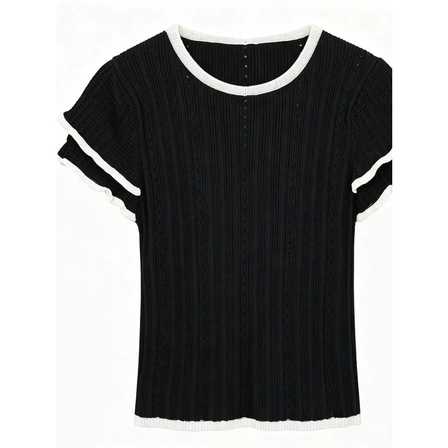 Peter Pan Collar Short Sleeve T-Shirt Apparel and Accessories