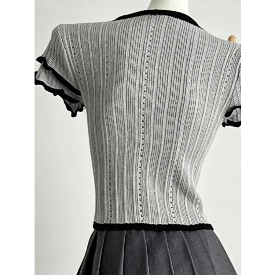 Peter Pan Collar Short Sleeve T-Shirt Apparel and Accessories