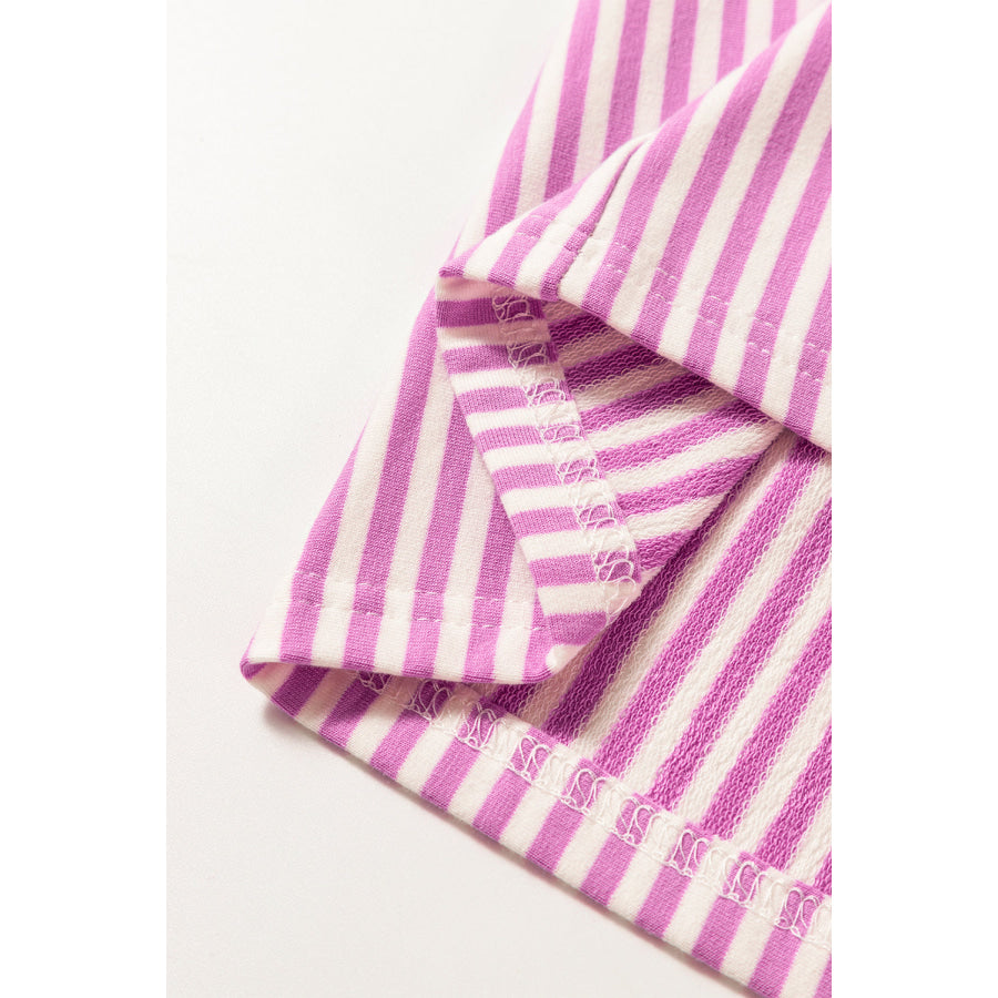 Phalaenopsis Striped Patchwork Three Quarters Sleeve Loose Mini Dress Dresses/Mini Dresses