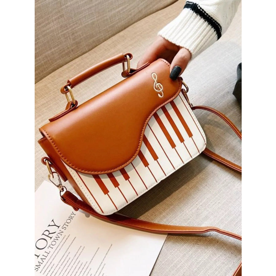 Piano Keys Crossbody Bag Brown / ONESIZE Apparel and Accessories