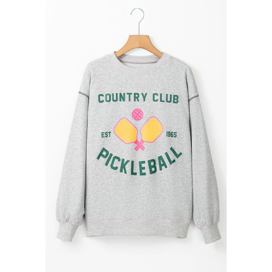 Pickleball Round Neck Dropped Shoulder Sweatshirt Apparel and Accessories