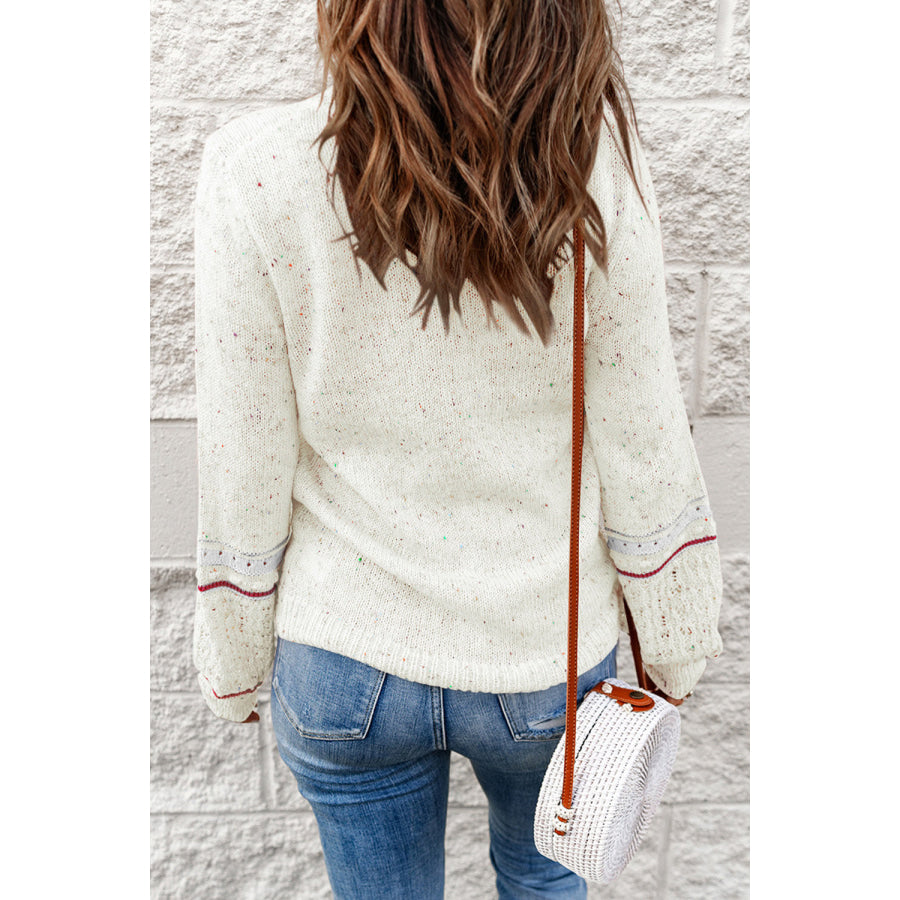 Pilling Detail Round Neck Long Sleeve Sweater Apparel and Accessories