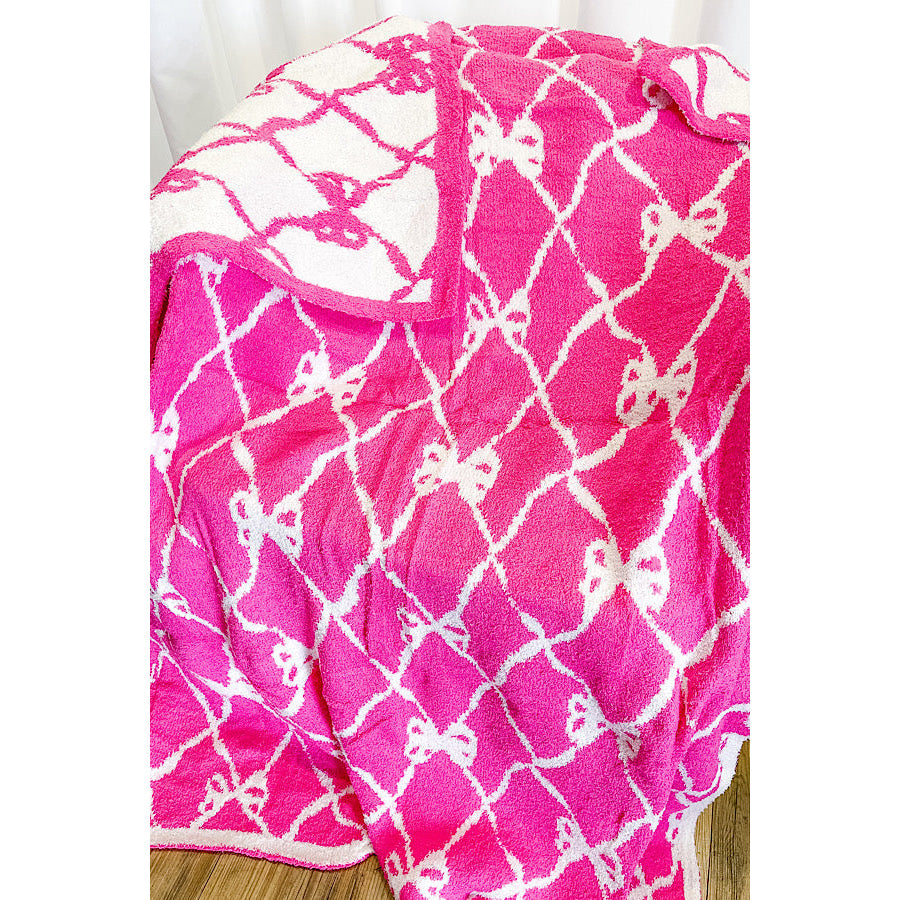 Pink and White Bow Luxury Blanket WS 600 Accessories