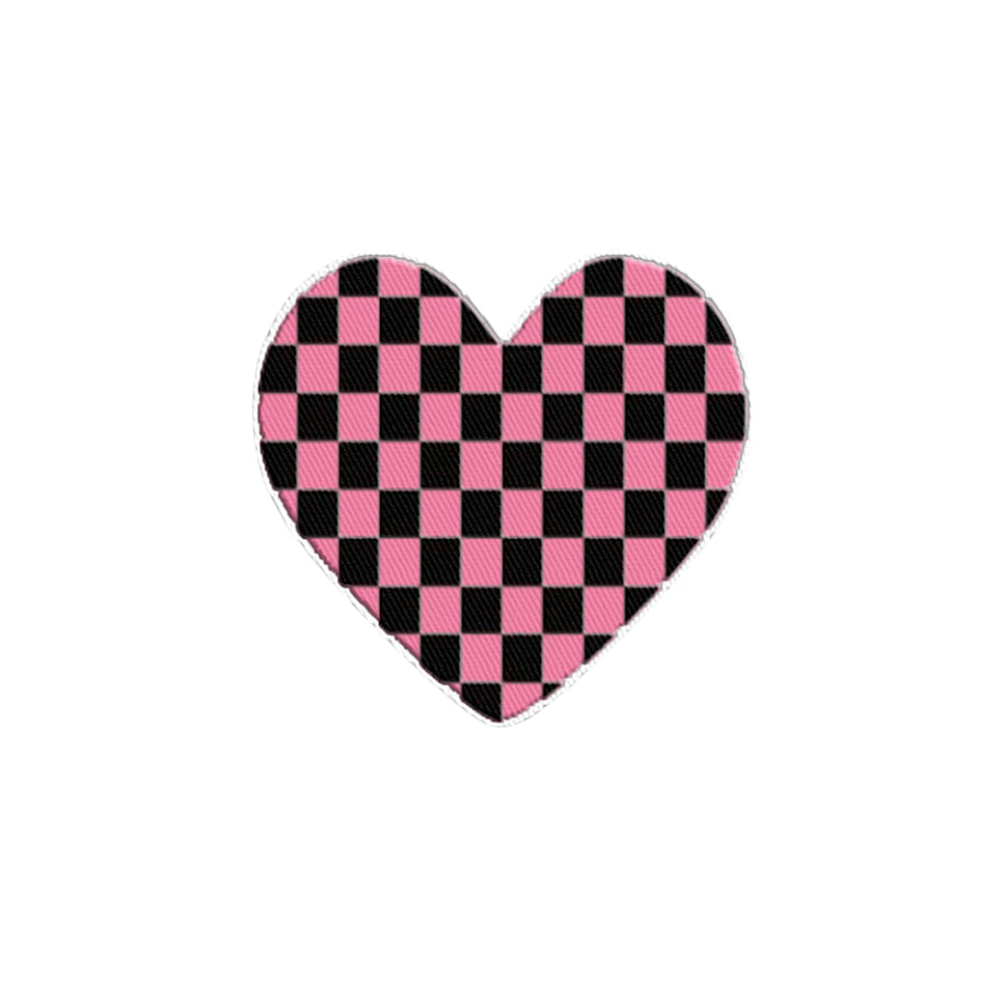 Pink Black Check Heart Embroidered Patch - ETA 4/29 WS 600 Accessories