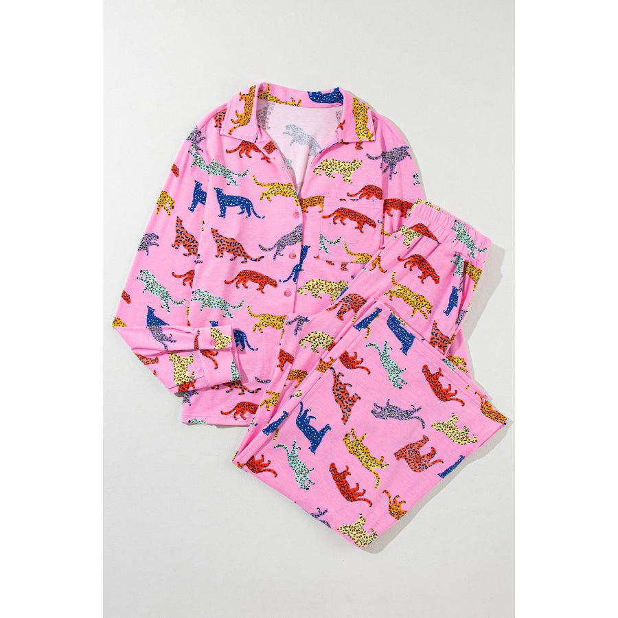 Pink Cheetah Print Shirt and Pants Pajama Set Loungewear & Sleepwear/Sleepwear