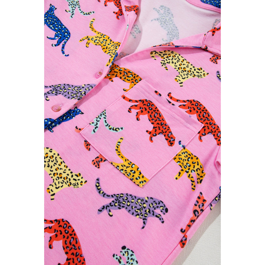 Pink Cheetah Print Shirt and Pants Pajama Set Loungewear & Sleepwear/Sleepwear