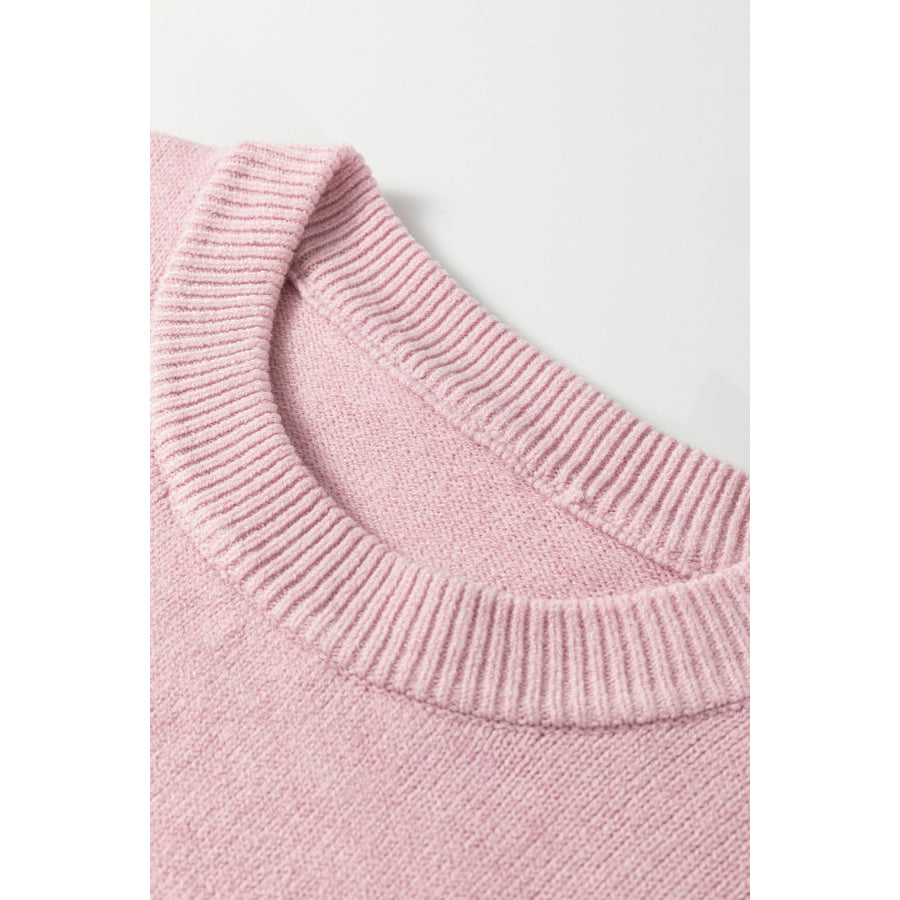 Pink Corded Love Script Graphic Baggy Sweater Sweaters & Cardigans/Sweaters