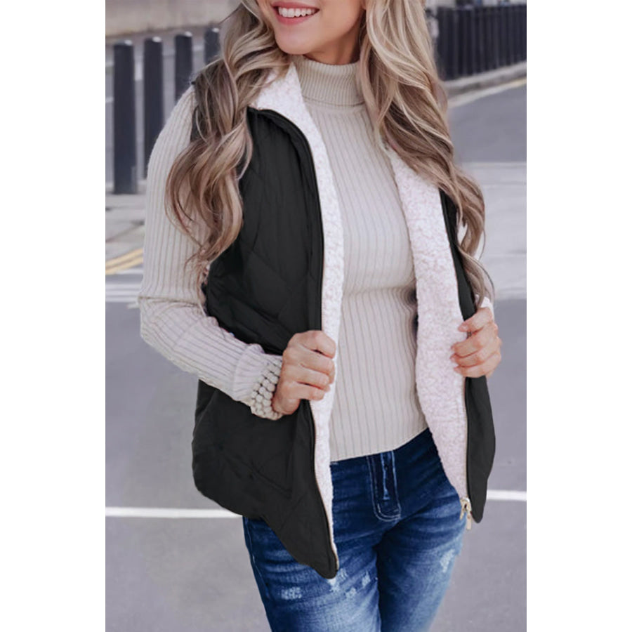 Pink Fleece Lined Quilted Vest Coats Outerwear/Vests