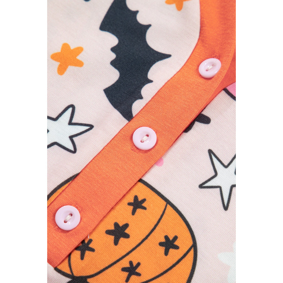 Pink Halloween Pumpkin Print Long Sleeve Home Wear Lounge Set Loungewear & Sleepwear/Loungewear