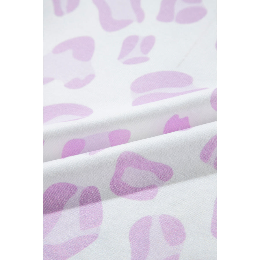 Pink Leopard Animal Print Pullover and Shorts Loungewear Loungewear & Sleepwear/Loungewear
