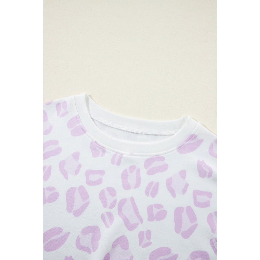 Pink Leopard Animal Print Pullover and Shorts Loungewear Loungewear & Sleepwear/Loungewear